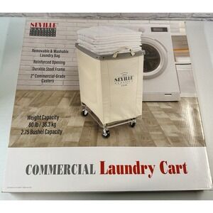 *BRAND NEW* Seville Classics Commercial Heavy Duty Canvas Laundry Cart
